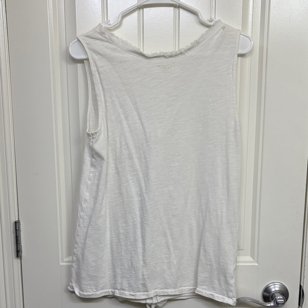 LOFT White Ruffle Front Tank Top - Picture 6 of 8